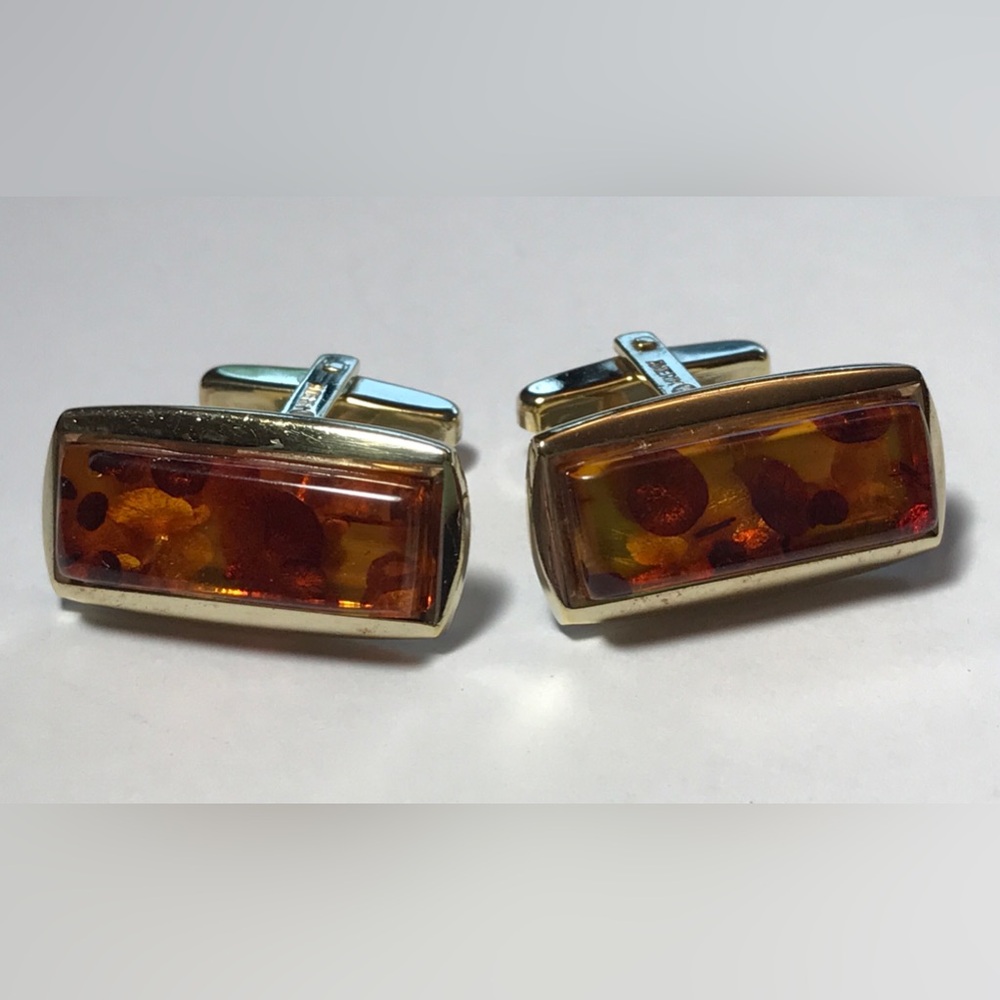 Vintage Gold Plated Amerik Men’s Amber Cufflinks